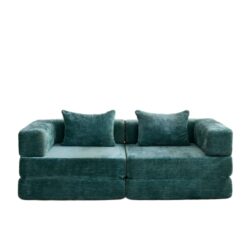Convertible Floor Sofa Bed With Fixed Shape Frame, Loveseats Boneless Modular Sectional, For Living Room - Dark Green