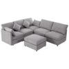 Sectional Sofa Modular Sofa U - Shaped Sofa Couch Sofa Bed L - Shaped Sofa With A Movable Ottoman And Two USB Ports For Living Room - Light Gray - Image 13
