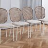 5 Pieces Dining Set, Table Metal Leg Mid-Century Dining Table For 4 - 6 People With MDF Table Top, Pedestal Dining Table, Table Leisure Coffee Table - White - Image 4