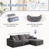 Shaped Sectional Sofa, Full Compression 3 Seater Cloud Couch With Chaise Sofa For Living Room, Ultra Soft Deep Seat Modular Sofa - Gray - Image 5
