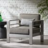 Outdoor Aluminum Club Chair With Cushion - Gray - Image 2