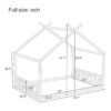 Full Size Montessori Style House Bed For Kids, Floor Bed Frame With Headboard And Footboard, Fence Bed For Girls, Boys, Slat Not Included - Natural - Image 3