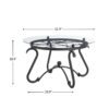 2 Piece Tempered Glass Surface Coffee Table Set, Decor Coffee Table Round End Side Table With Sturdy Construction For Living Room (Rustic) - Black - Image 3