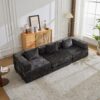 Convertible Floor Sofa Bed With Fixed Shape Frame, Boneless Modular Sectional Sofa, For Living Room - Black - Image 12
