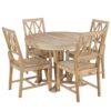 Topmax - 5 Piece Rustic Extendable Dining Table Set Round Trestle Table And 4 Cross Back Dining Chairs For Kitchen, Dining Room - Natural - Image 10