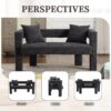 Modern Loveseat Sofa, Comfy Upholstered 2 Seater Sofa, Small Loveseat Accent Couch For Living Bedroom Leisure Areas - Carbon Black - Image 7