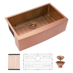 Farmhouse Sink 36" Stainless Steel 16 Gauge Apron Front Kitchen Sink - Rose Gold
