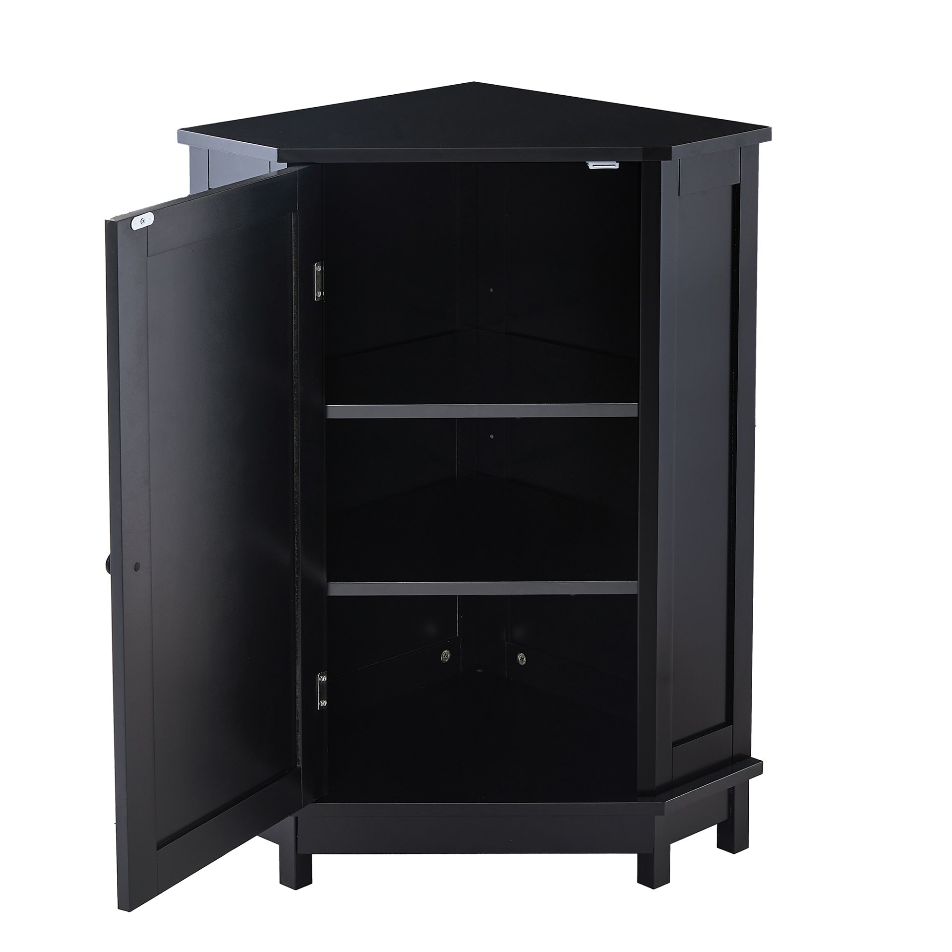 Bathroom Cabinet Triangle Corner Storage Cabinet With Adjustable Shelf Modern Style - Black - Image 14