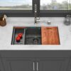 Undermount Kitchen Sink 33" 16 Gauge Ledge Workstation - Gunmetal Black - Image 4