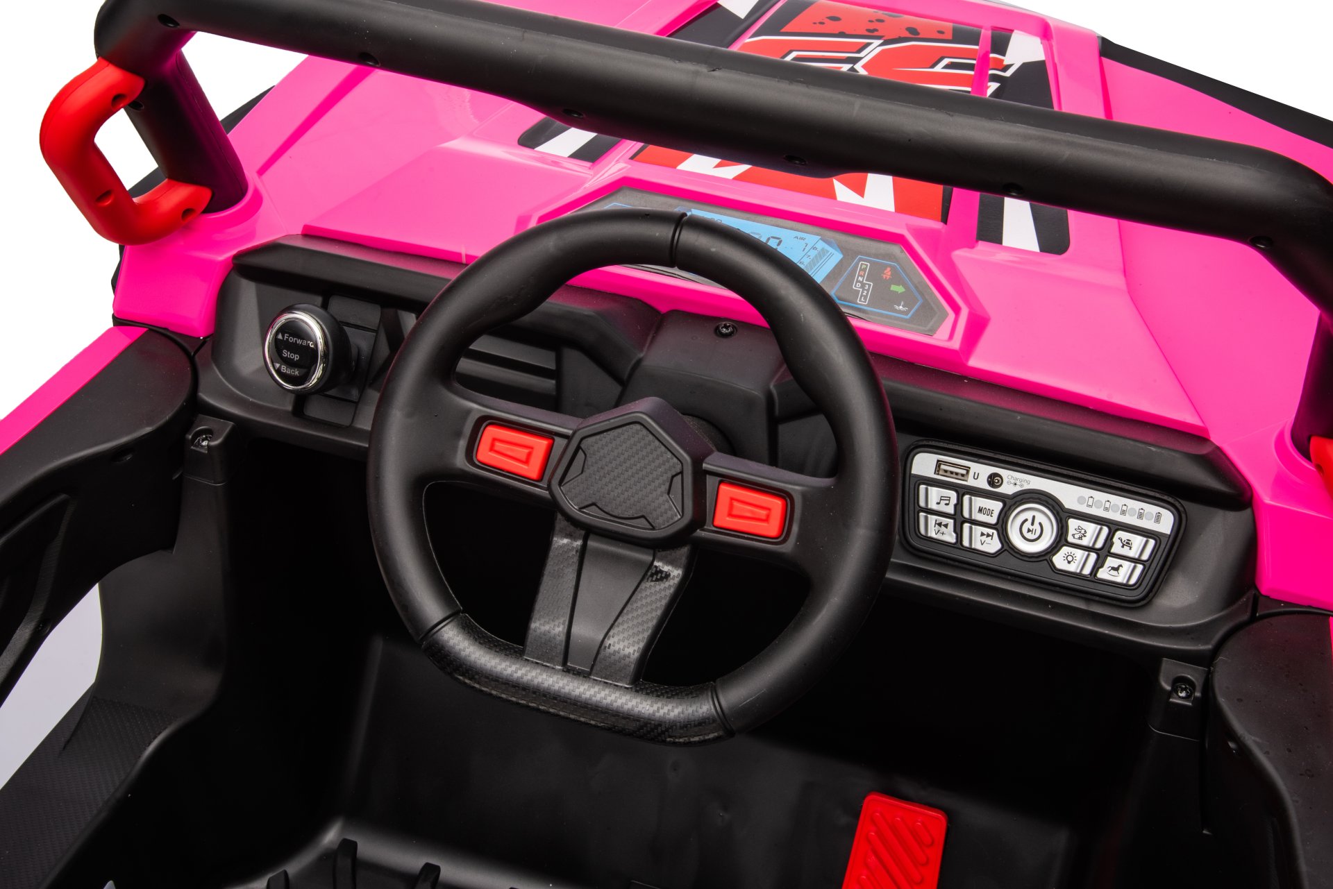 12V7A*1 30W*4 Four-Wheel Drive Leather Seat One Button Start, Forward And Backward, High And Low Speed, Music, Front Light, Power Display, Two Doors Can Open, 2.4G R / C, Seat Belt Four Wheel Absorber - Pink - Image 25