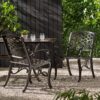 Luminea - Outdoor Aluminum Dining Chair With Scroll Design, Lattice Pattern And Cabriole Legs - Bronze - Image 4