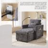 Multifunctional Recliner With Storage Backrest And Cell Phone Bracket Chenille For Living Room And Bedroom - Gray - Image 8