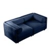 Modern Chenille 2 Seater Sofa With Hidden Storage And Cylindrical Support - Blue - Image 6
