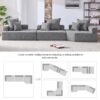 Oversized, Modular Sectional Sofa, Luxury Boucle Floor Couch Set, Convertible Sleeper Couch, Spacious Foam-Filled Sofa Bed, 3 Piece Free Combination - Gray - Image 9