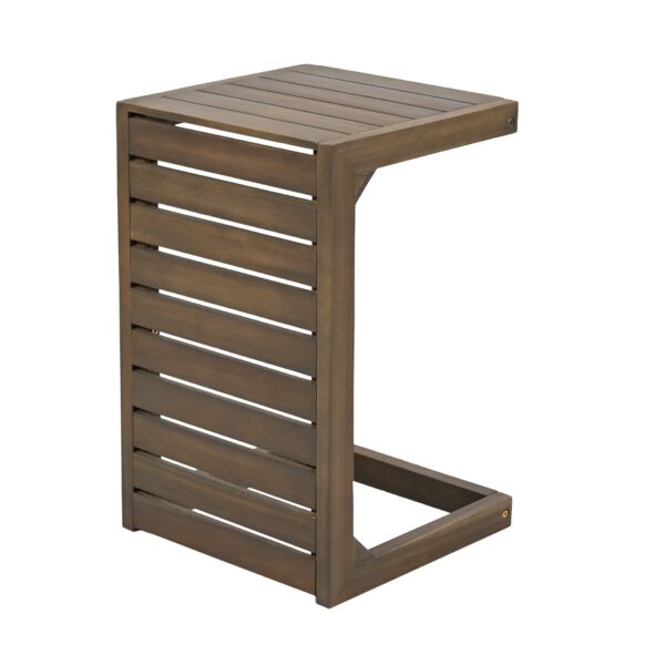 Outdoor C Shape End Table, Patio Table - Gray