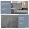 Oversized Chaise Lounge Indoor Rabbit Fur Sofa Bed With Storage Ottoman And Armrests Cup Holders With Deep Seat - Gray - Image 20