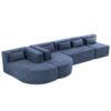 Upholstered Sofa Free Combined Sofa Couch With 2 Chaise Lounge And 5 Back Pillows For Living Room - Blue - Image 15