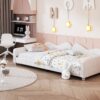 Twin Size Upholstered Daybed, Sherpa Fabric Sofabed With Cloud-Shaped Backrest, No Box - Spring Needed - White - Image 14