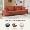 Comfortable Deep Seated Sofa With Pillows For Bedroom, Living Room, Office - Brick Red - Image 6