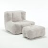 Modern Indoor Fluffy Bean Bag Chair With Memory Foam And Ottoman Super Soft Velvet - Light Gray - Image 22