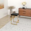 Joel - Mid-Century Modern Luxury Upholstered Stool - Black / Gold - Image 12