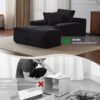 Oversized Chaise Lounge Chair Cozy Cloud Couch, Plush Corduroy Upholstered Sleeper Sofa Daybed With 3 Throw Pillows And Wide Armrest For Living Room - Black - Image 8