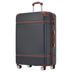 Hardshell Luggage With Tsa Lock, 28" Expandable Lightweight Suitcase With Spinner Wheels, Single Vintage Luggage - Black