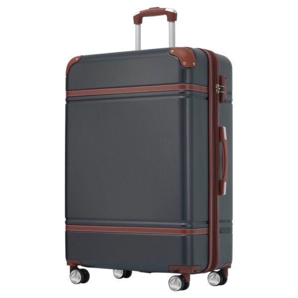 Hardshell Luggage With Tsa Lock, 28" Expandable Lightweight Suitcase With Spinner Wheels, Single Vintage Luggage - Black