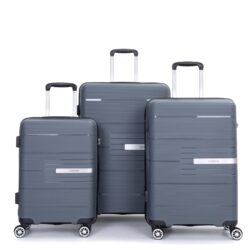 Hardshell Suitcase Double Spinner Wheels Pp Luggage Sets Lightweight Durable Suitcase With Tsa Lock, 3 Piece Set (20/24/28) - Gray