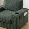 Oversized Chaise Lounge Indoor Rabbit Fur Sofa Bed With Storage Ottoman And Armrests Cup Holders With Deep Seat - Green - Image 10