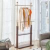Hanger Double Layer Coat Rack With Solid Wood Partition - Gold / Walnut - Image 5