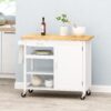 Contemporary Kitchen Cart With Wheels - White - Image 4