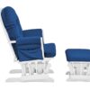 Mason - Glider And Ottoman White Wood - Navy Fabric - Image 3