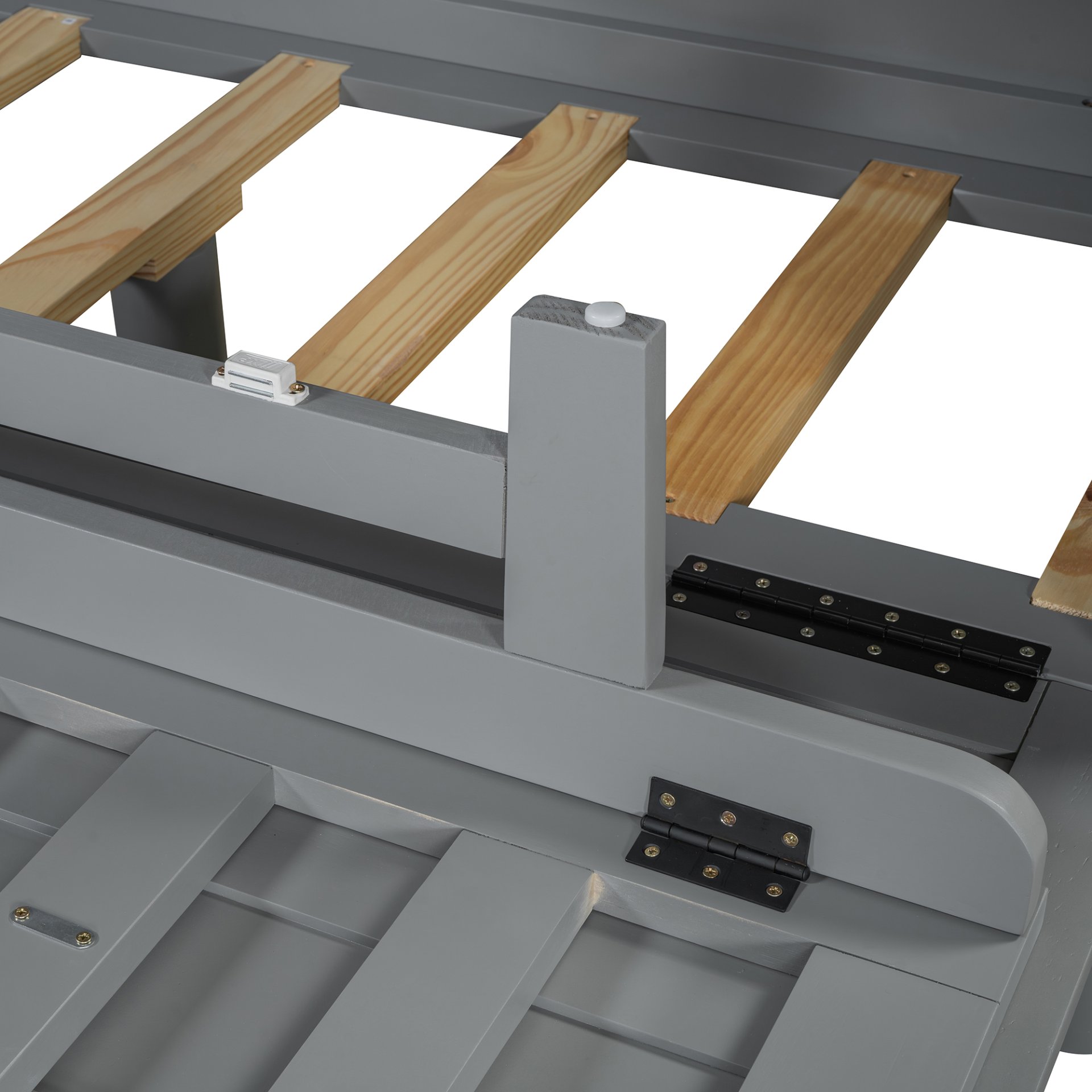 Queen Murphy Bed With Hidden Storage & Modern Woven Design - Gray - Image 13