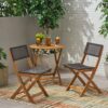 Evergreen - Outdoor Wooden Bistro Chair With Wicker Back - Brown - Image 6