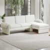 Convertible Futon Sofa Bed Futon Sofa Couch With An Adjustable Backrest, A Reversible Chaise Lounge And 2 Removable Armrest Pillows For Living Room - Beige - Image 2