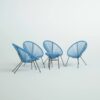 4 Seat Outdoor Conversation Set With Papasan Design - Light Blue - Image 4