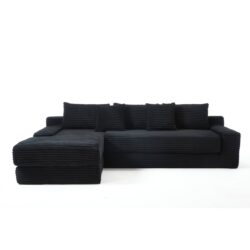 Modern L Shaped Sectional Couch With Memory Foam And Steel Frame - Black
