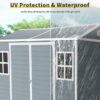 Resin Outdoor Storage Shed Waterproof Shed With Floor & Two Windows & Lockable Door, Tool Shed For Garden, Patio, Backyard - Gray - Image 7