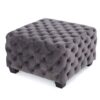 Modern Glam Velvet Ottoman With Button Tufted Diamond Stitch Design - Gray - Image 6