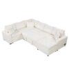 Sectional Sofa Pull-Out Sofa Bed Sleeper With A Storage Ottoman, Three Pillows And Charging Devices For Living Room - Cream - Image 19