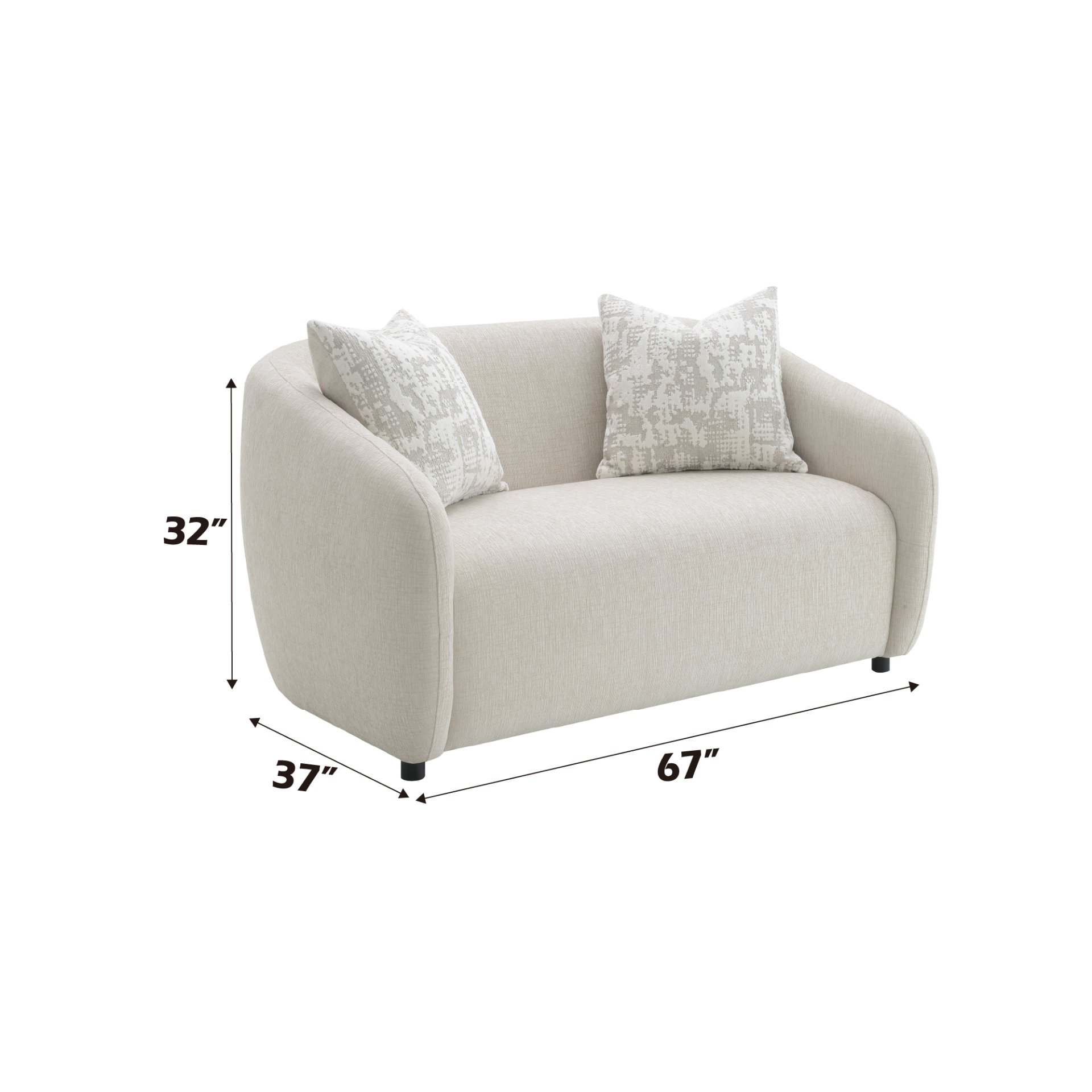 Etienne - Loveseat With 3 Pillows - Beige - Image 2