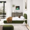 Archie - Queen Puffy Grounded Upholstered Platform Bed - Olive Green - Image 6
