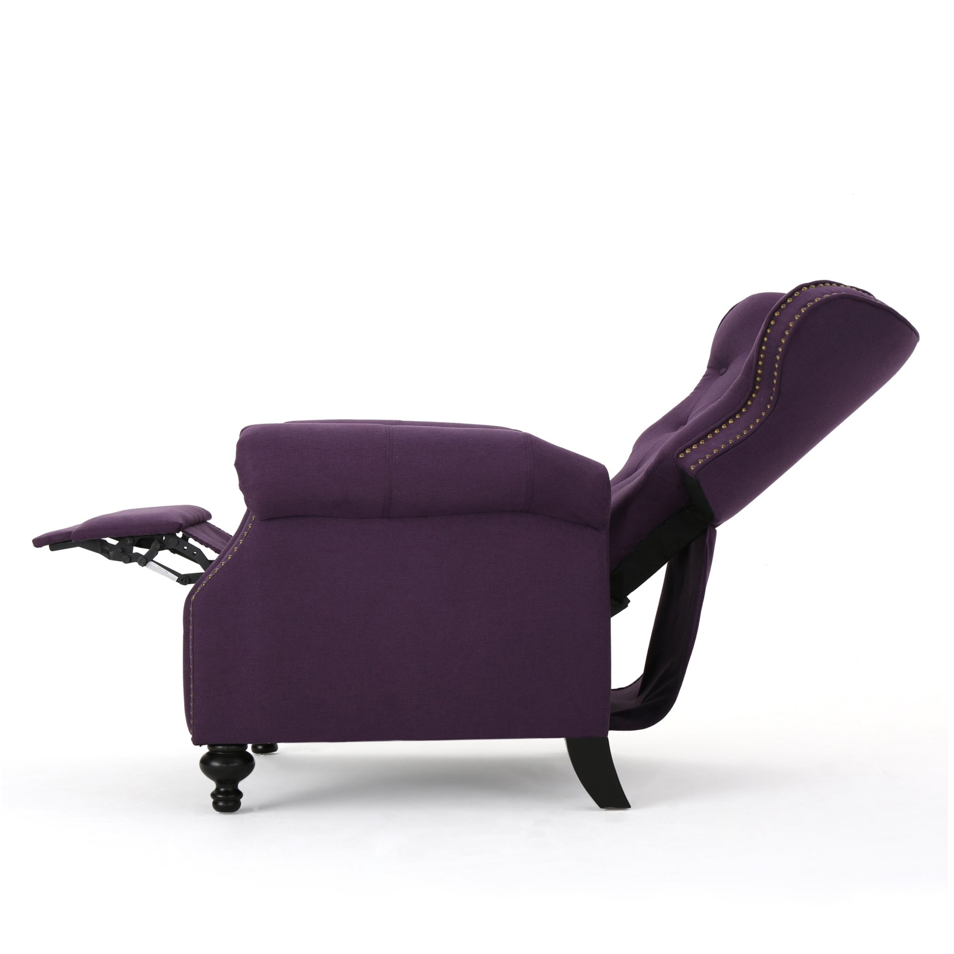 Accented Push Back Recliner Chair With Rolled Arms, Cocooning Comfort - Plum - Image 6