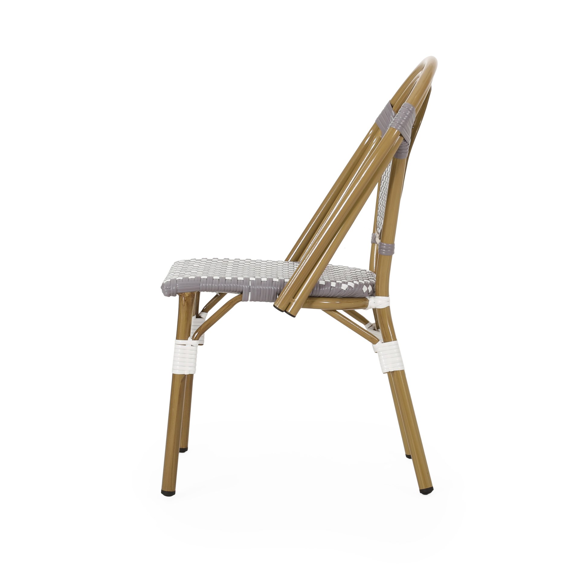 French Bistro Chair Set Outdoor Cafe Style - White / Gray - Image 8