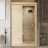Hemlock Mini 1 Person Far Infrared Door On The Right Of The Indoor Sauna Room - Natural - Image 9