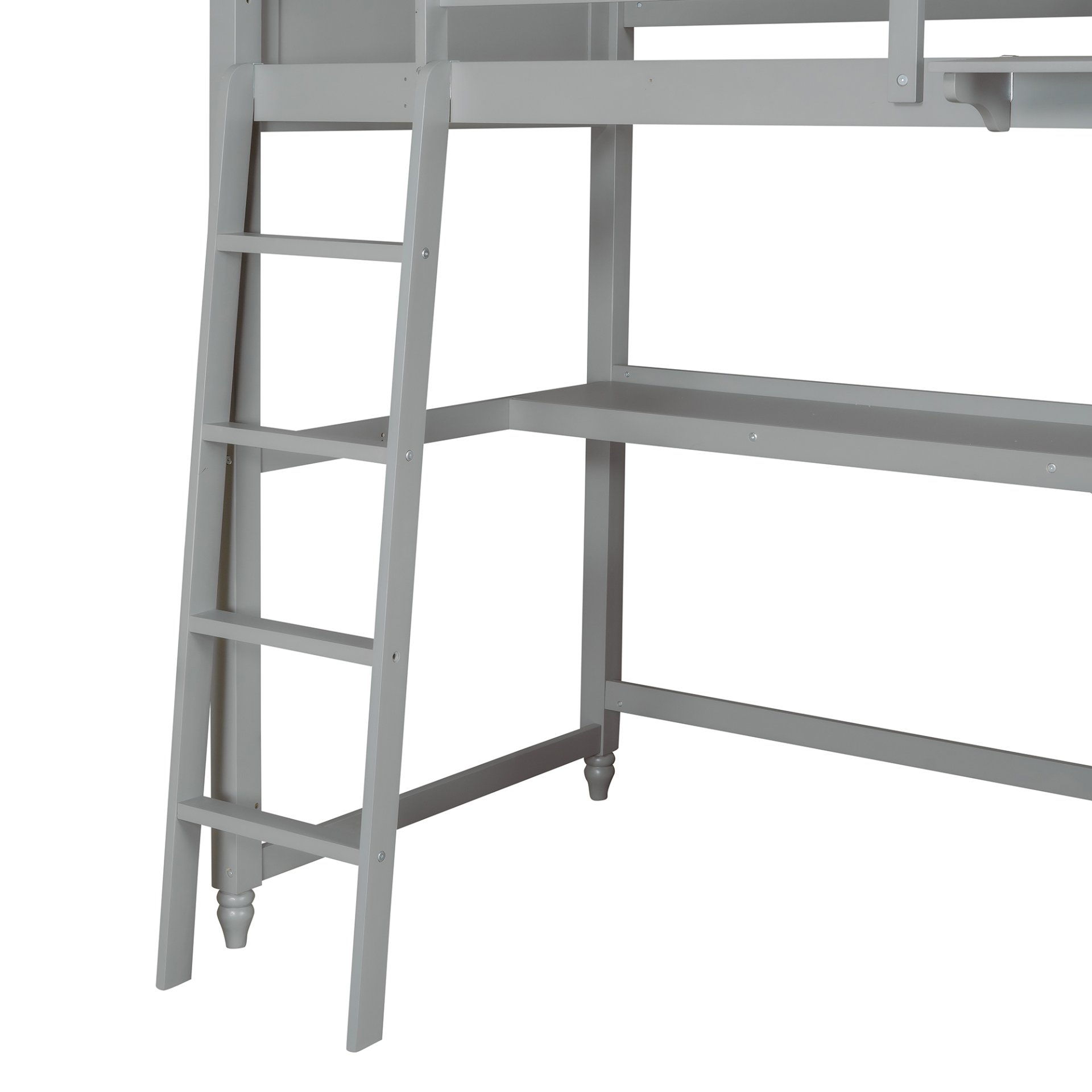 Twin Size Loft Bed With Drawers And Desk, With Shelves - Gray - Image 12