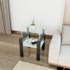 Modern Tempered Glass Tea Table, End Square Table For Living Room - Transparent / Black - Image 5