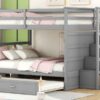 Full Over Full Bunk Bed With Twin Size Trundle And Staircase - Gray - Image 16