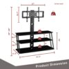 Multi-Function Angle And Height Adjustable Tempered Glass TV Stand - Black - Image 3